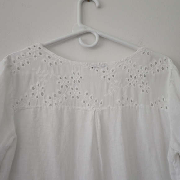 Lungo L'Arno White Linen Button-Down Blouse Size Small - Picture 9 of 12